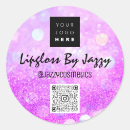 サンキュービジネス美しいピンクQRコードロゴ ラウンドシール