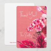 サンキュービューティフルピンクさくらんぼブロッサムフローラアート サンキューカード (正面/裏面)