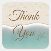 サンキュービーチをテーマにした海洋結婚式のシール スクエアシール (正面)