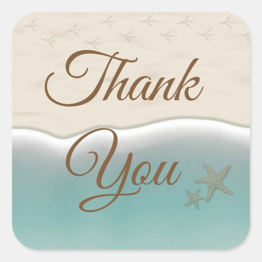 サンキュービーチをテーマにした海洋結婚式のシール スクエアシール (正面)