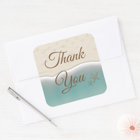 サンキュービーチをテーマにした海洋結婚式のシール スクエアシール (封筒)