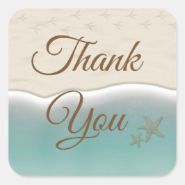 サンキュービーチをテーマにした海洋結婚式のシール スクエアシール