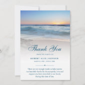サンキュービーチ葬儀フォト悔やみや弔慰悲しみ青 サンキューカード (正面)