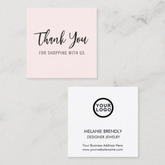 サンキューピエレガントッモダンクスクエアビジネスカード スクエア名刺 (正面/裏面)