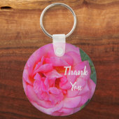 サンキューピンクのバラ花の花の開花写真 キーホルダー (正面)