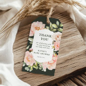 サンキューピンクの水色のフローラ赤ちゃんシャワーのお気に入り ギフトタグ