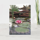サンキューピンクの睡蓮の反射の写真 カード (正面)