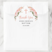 サンキューピンクの花ガールバプテスマ ラウンドシール (バッグ)