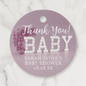 サンキューピンクガール赤ちゃんシャワーメッセージカード フェイバータグ (正面)