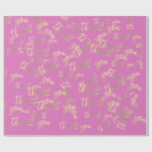 サンキューピンククラフト結婚金ゴールド誕生日 ラッピングペーパー (フラット)