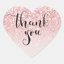 サンキューピンクグリッターラベル ハートシール