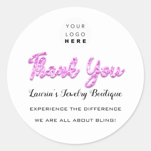 サンキューピンクスクリプト名オンラインショップくもの巣ロゴ ラウンドシール (正面)