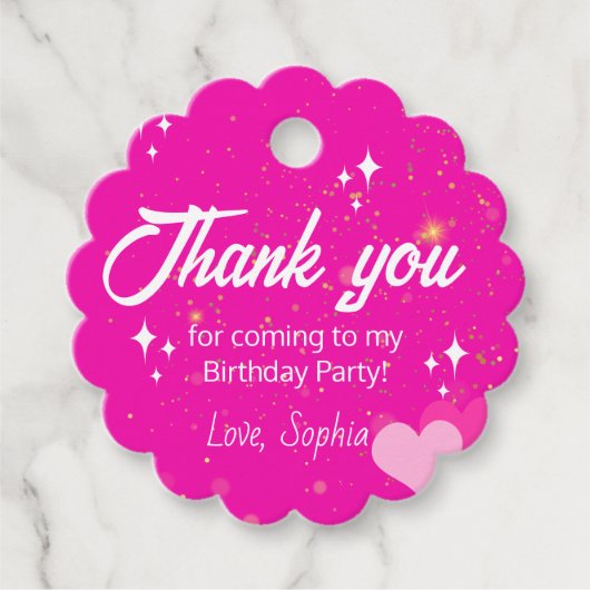 サンキューピンクドール誕生日パーティー フェイバータグ (正面)