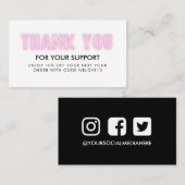 サンキューピンクネオンインスタグラム割引 名刺 (正面/裏面)