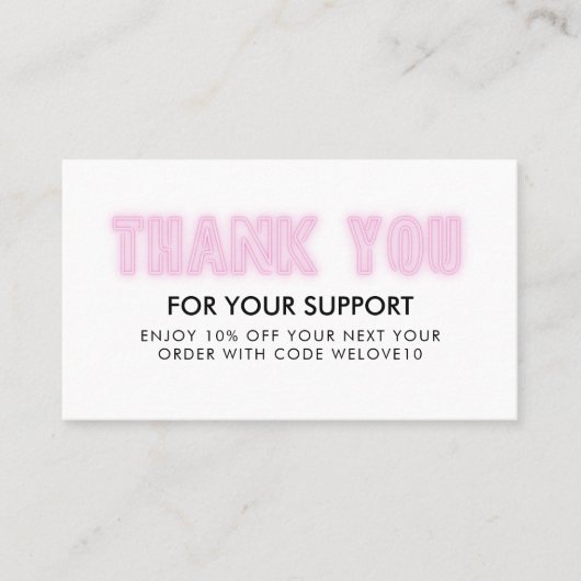 サンキューピンクネオンインスタグラム割引 名刺 (正面)