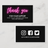 サンキューピンクネオンインスタグラム割引 名刺 (正面/裏面)