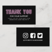 サンキューピンクネオンインスタグラム割引 名刺 (正面/裏面)