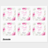 サンキューピンクフローラ水彩ブライダルシャワー スクエアシール (シート)