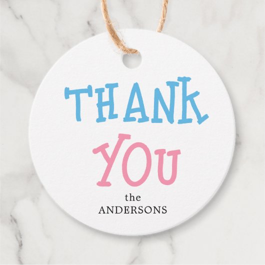 サンキューピンクブルージェンダーリビールパーティー フェイバータグ (正面)