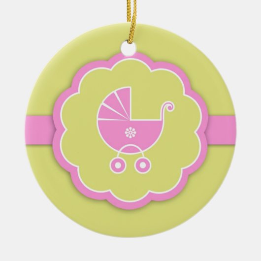 サンキューピンクベビーシャワーお願いオーナメント セラミックオーナメント (正面)