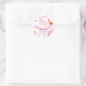 サンキューピンクベビーディナソー子供の誕生日パーティー ラウンドシール (バッグ)