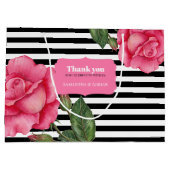 サンキューピンクローズウォーター白黒ストライプ ラージペーパーバッグ (裏面)