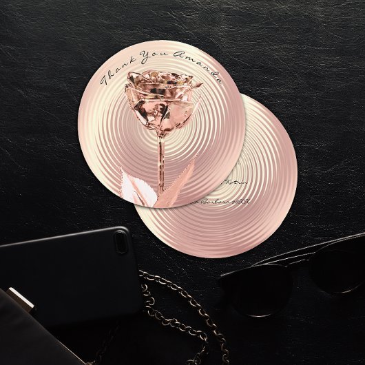 サンキューピンクローズ金ゴールドフラワーラグジュアリーエレガント サンキューカード