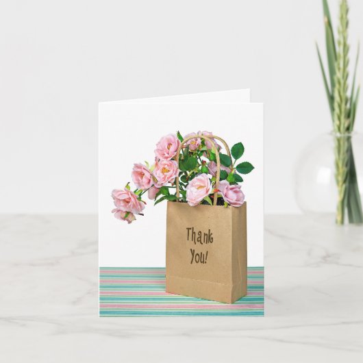 サンキューピンクローゼインブラウンバッグ サンキューカード (正面)