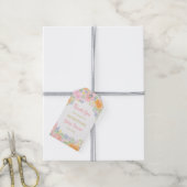 サンキューピンクローゼズウォーター色フローラベビーシャワー ギフトタグ (より糸付き)