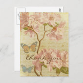 サンキューピンクヴィンテージシャクナゲエレガントフローラ ポストカード (正面/裏面)
