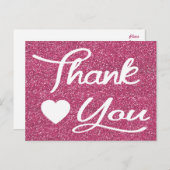 サンキューピンク明るい赤紫色ハートポストカード ポストカード (正面/裏面)