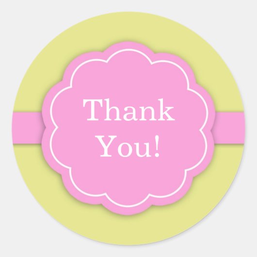サンキューピンク赤ちゃんシャワーステッカー ラウンドシール (正面)