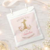 サンキューピンク金ゴールドクラウンプリンセス1st誕生日 フェイバーバッグ (クリップ留めされた状態)