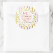 サンキューピンク金ゴールドパーソナライズされた結婚式用シール ラウンドシール (バッグ)