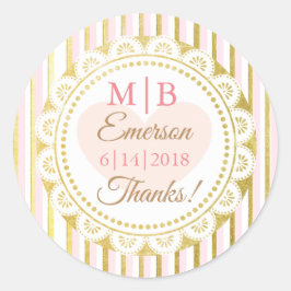 サンキューピンク金ゴールドパーソナライズされた結婚式用シール ラウンドシール