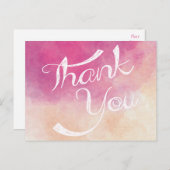 サンキューピンク&パープルの水彩色グラデーション ポストカード (正面/裏面)