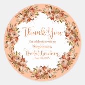 サンキューピーチフラワーリース ブライダルランチョン ラウンドシール (正面)