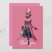 サンキューファッションスチームパンクスケルトン幽霊 サンキューカード (正面/裏面)