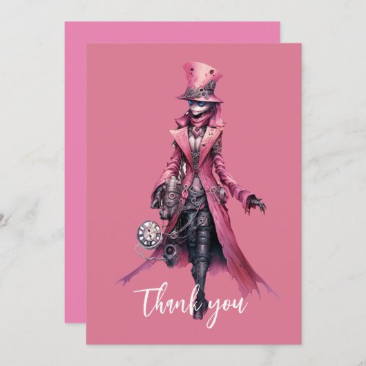 サンキューファッションスチームパンクスケルトン幽霊 サンキューカード (正面/裏面)