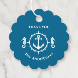 サンキューファミリーネームシーホースいかりアクアブルー フェイバータグ