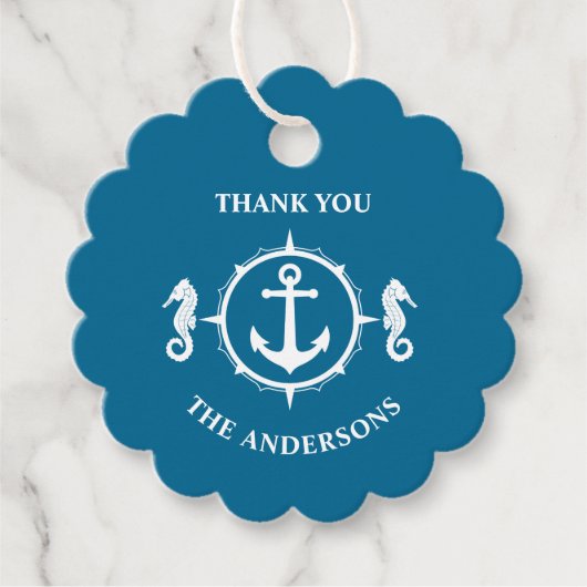 サンキューファミリーネームシーホースいかりアクアブルー フェイバータグ (正面)