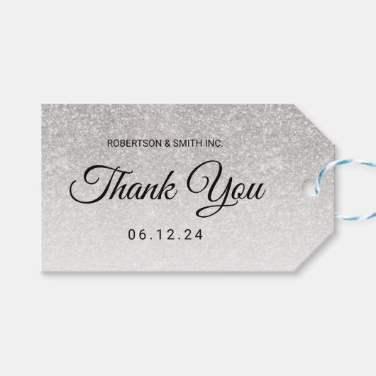 サンキューファンドレ企業のイザーシルバーグリッター ギフトタグ (正面(横))