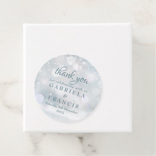 サンキューファースト冬の雪片結婚式の引き出物Ta フェイバータグ (インサイチュ)