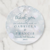 サンキューファースト冬の雪片結婚式の引き出物Ta フェイバータグ (正面)