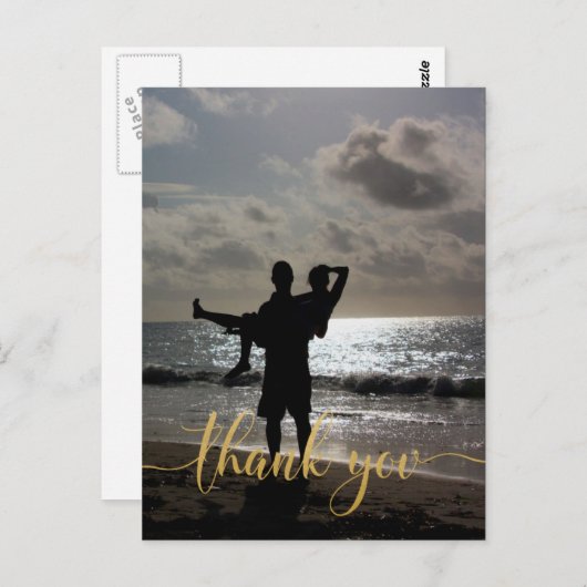 サンキューフェイク金ゴールドタイポグラフィパーソナライズされた ポストカード (正面/裏面)