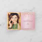 サンキューフォトカード誕生日バラ金ゴールドグリッター サンキューカード (内部)