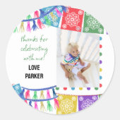 サンキューフォトパペルピカドフィエスタパーティーのお願い ラウンドシール (正面)