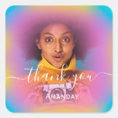 サンキューフォト ブルーピンク ホログラム バースデー ファボリ スクエアシール (正面)