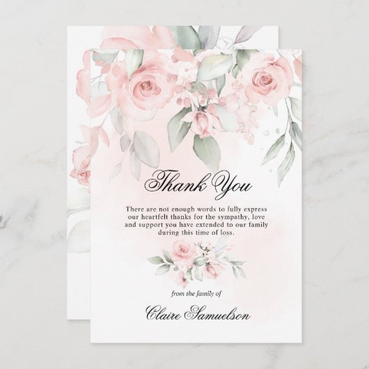 サンキューフューラー悔やみや弔慰ピンクフローラ |写真 サンキューカード (正面/裏面)