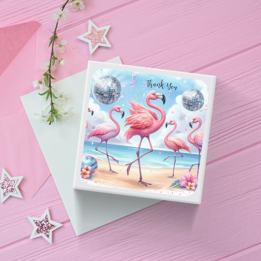 サンキューフラミンゴビーチパーティー スクエアシール